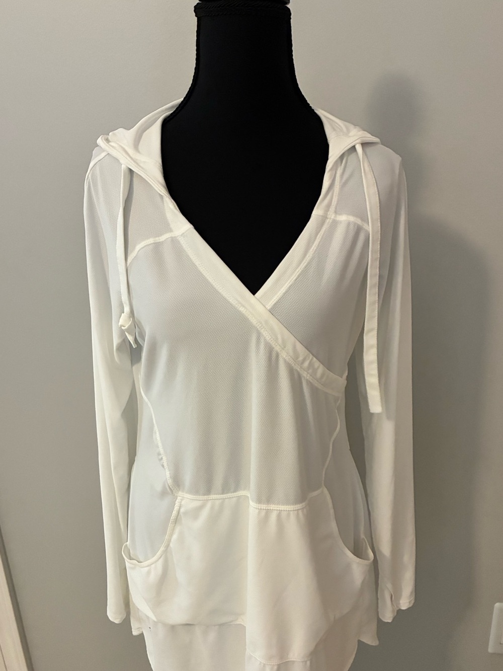 Athleta White Hooded Wrap Pullover